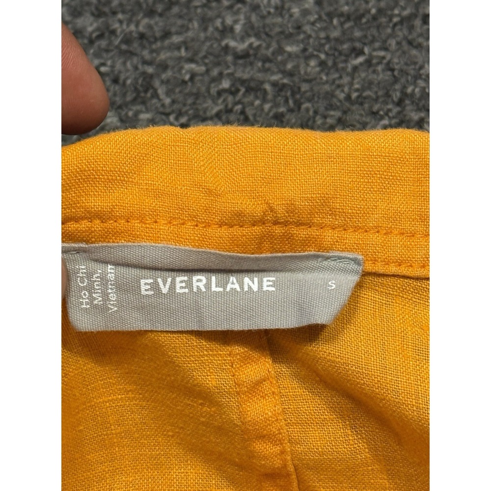 EVERLANE Linen Button Down Shirt Orange Short Sleeve Women Small Beach Tunic - Picture 3 of 7